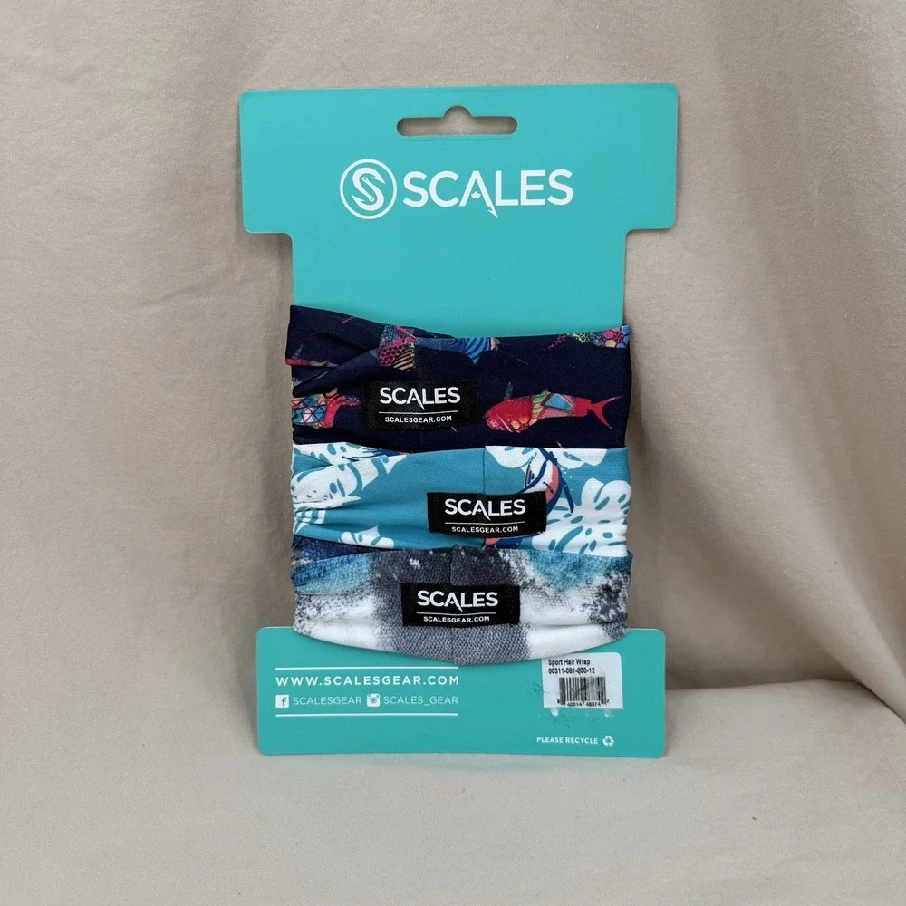 Scales Sport Hair Wraps Set of 3 Multicolor Fishing Athlete Running Ponytail - Picture 2 of 4